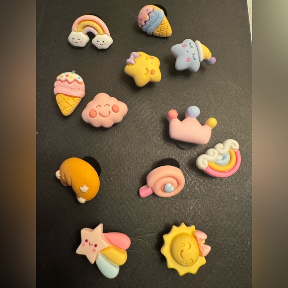 12 pcs 3D Resin Shoe Charms Set; Stars ⭐️ Moon Designs for Crocs, Sandals, Bags - Picture 4 of 8